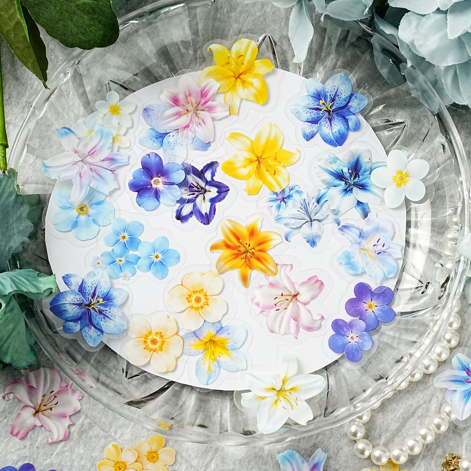 小碎花卉花朵四叶草树叶蝴蝶贴纸