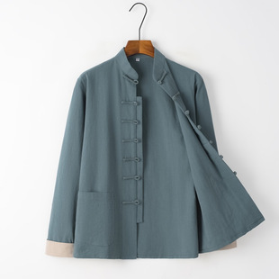 高品年汉服中国风唐装男女同款新中式外套中山装居士服唐制