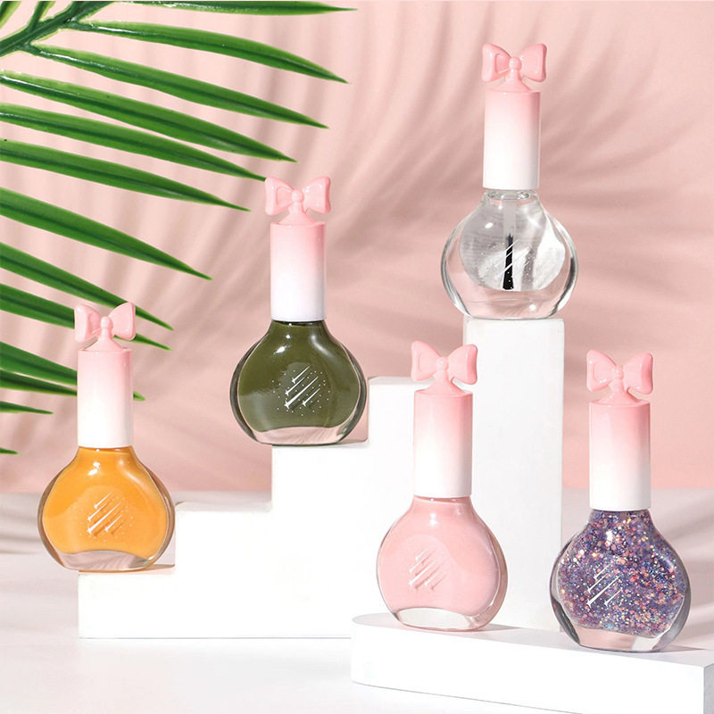 高品指甲油免烤快干不可撕拉裸色亮片底油封层酒红车厘子油性甲油