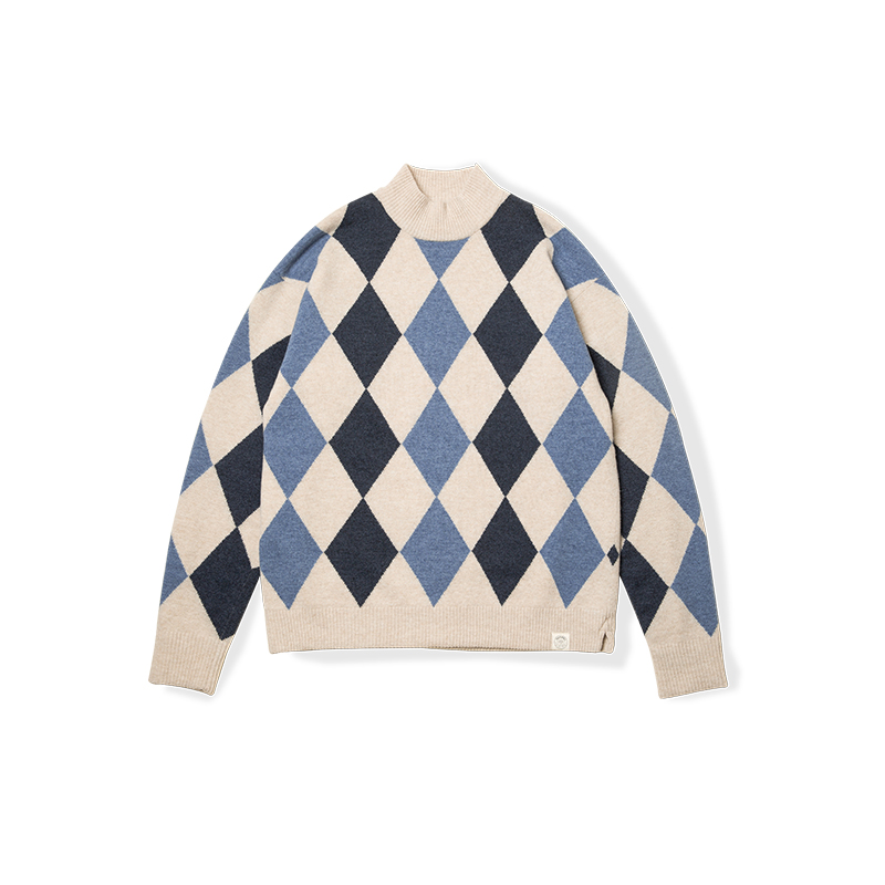 TACITURNLI菱形毛衣羊毛双面穿