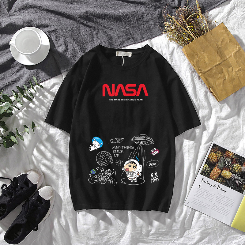 短袖t恤男蜡笔小新日系太空宇航员上衣服情侣潮流ins纯棉半袖，男装T恤，星座414A-2（原B215-2）