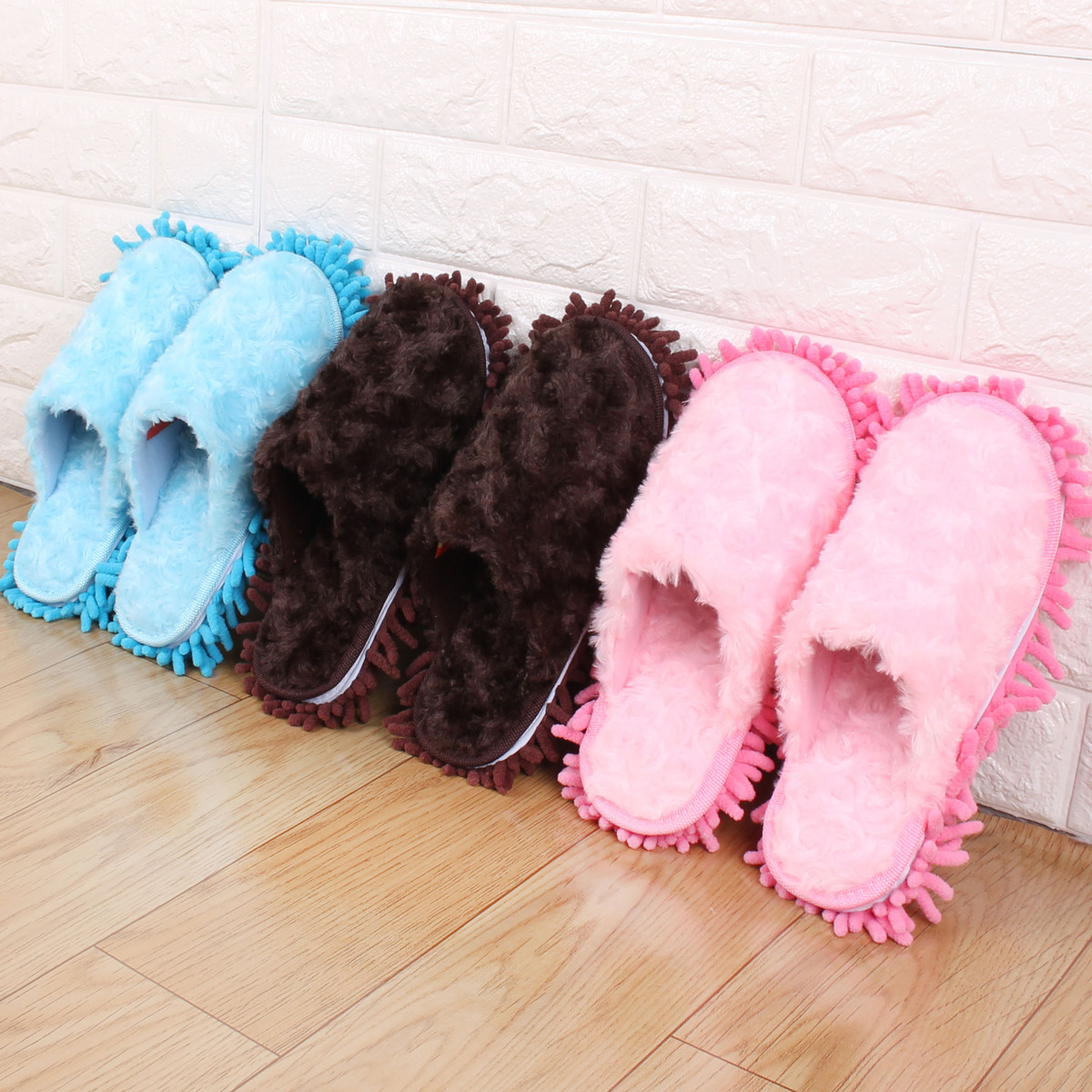 懒人静音雪尼尔家居清洁擦地拖鞋