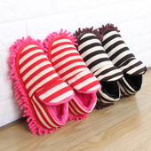 可拆洗内室木地板懒人托鞋 家居脚拖把棉鞋 加厚全包跟擦地拖鞋 冬款