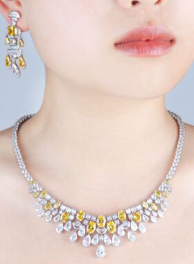 欧美满钻水滴型套链镶嵌A锆石经典时尚款晚礼服珠宝配饰项链女