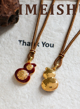 新中式复古时尚精致红色滴油福禄葫芦毛衣链轻奢高级感长项链