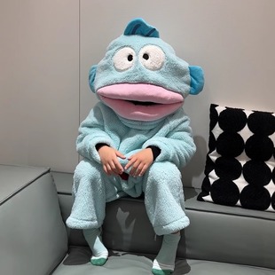 丑鱼连体睡衣儿童珊瑚绒加厚秋冬季可爱搞怪家居服亲子装可外穿女