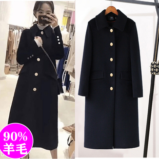 黑色羊毛呢子大衣小个子女装2025秋冬季加厚夹中长款毛呢外套修身