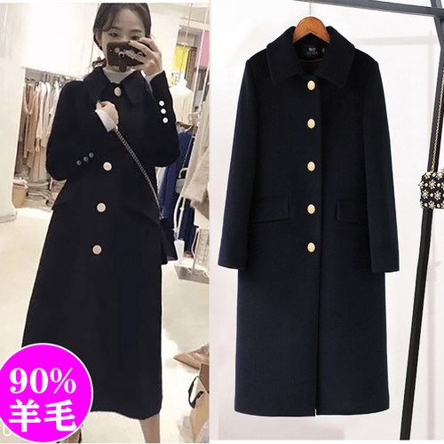 黑色羊毛呢子大衣小个子女装2025秋冬季加厚夹中长款毛呢外套修身