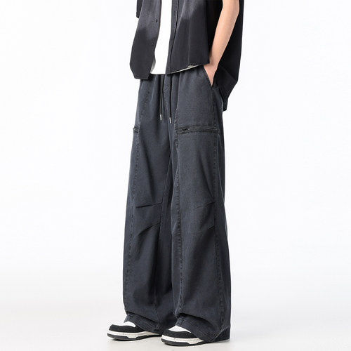 ZMGEEN美式工装裤男夏季薄款潮牌宽松直筒垂感百搭运动休闲长裤子