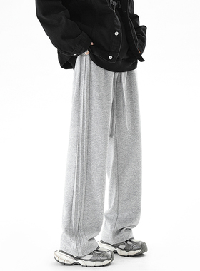 ZMOGEE潮牌卫裤男秋冬季加绒美式宽松直筒裤子休闲百搭运动长裤