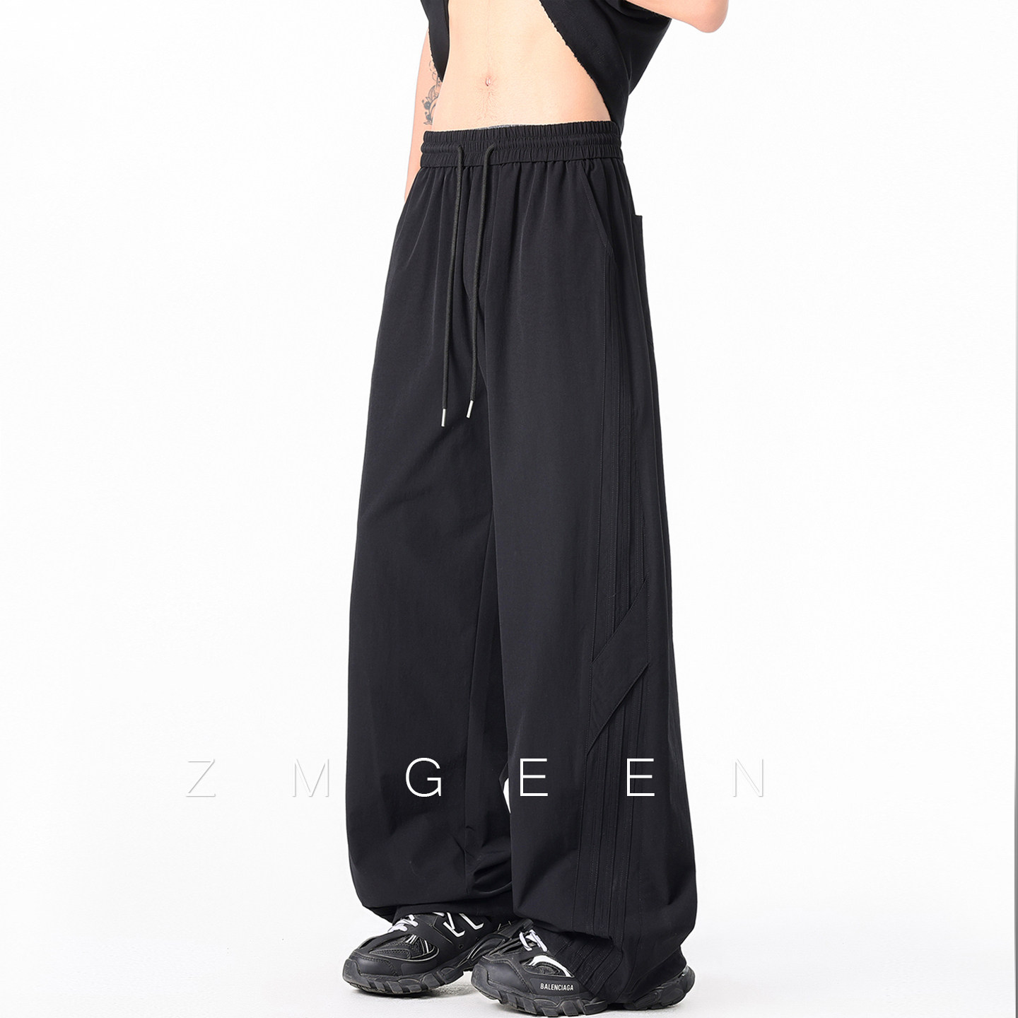 ZMGEEN美式冲锋裤男夏季薄款潮牌宽松直筒裤子速干运动休闲长裤
