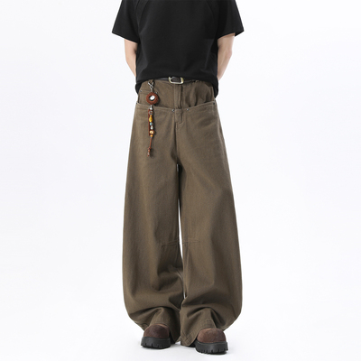 ZMGEEN美式复古牛仔裤男春季2026新款潮牌痞帅宽松直筒阔腿长裤子