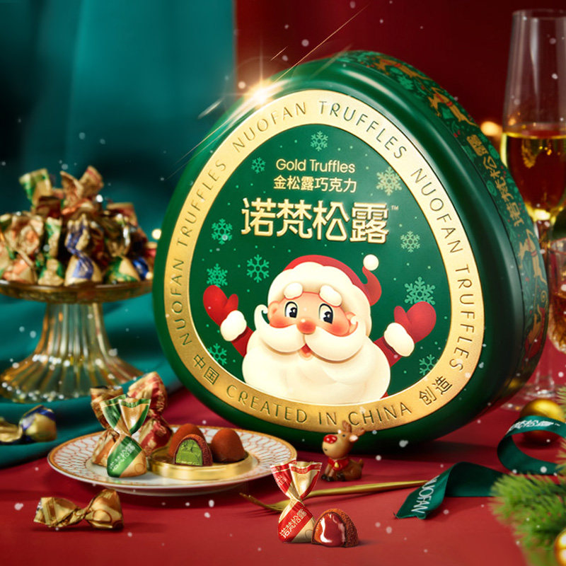 诺梵软夹心四口味圣诞金松露巧克力礼盒纯可可脂圣诞节送朋友礼物