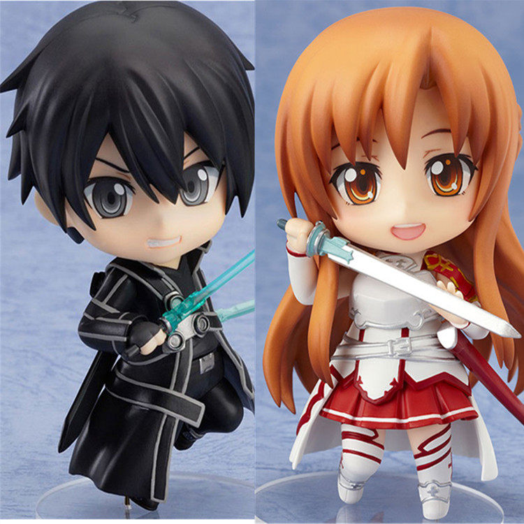刀剑神域 结城明日奈亚丝娜 桐人 q版粘土人283号295号手办