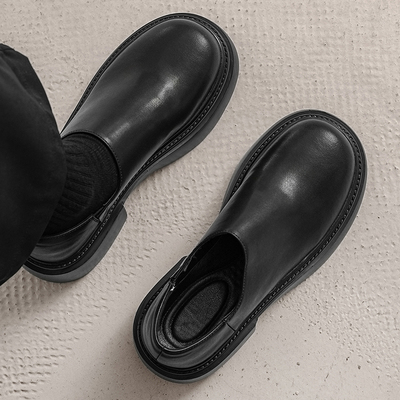 厚底大头鞋子一脚蹬低帮切尔西靴