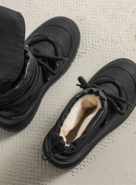 男士雪地靴冬季加绒加厚棉靴高帮保暖防寒男鞋户外厚底黑色棉鞋男