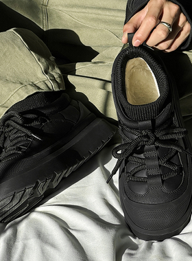 棉鞋男冬季加绒加厚男鞋黑色保暖防寒棉靴低帮户外厚底机能雪地靴