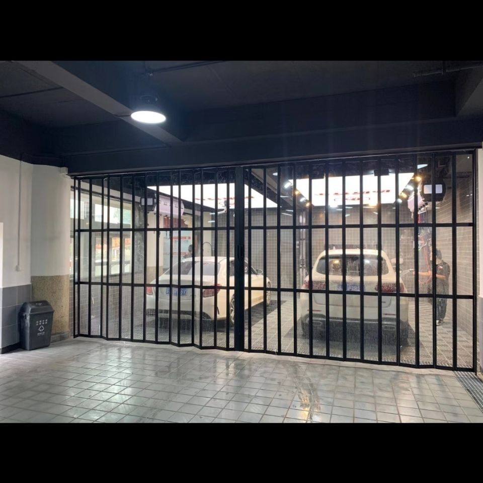 洗车房铝合金水晶折叠门防水隔断门帘商铺店面美容工位推拉门降尘