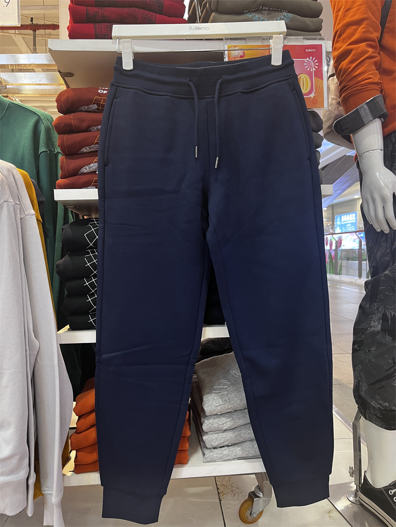 班尼路运动裤男青年2019冬季新款简约加厚束脚休闲束脚裤加绒卫裤
