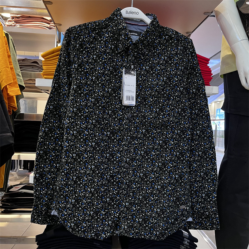 班尼路SK生活几何秋装青春休闲新品男装潮流灯芯绒纯棉长袖衬衫