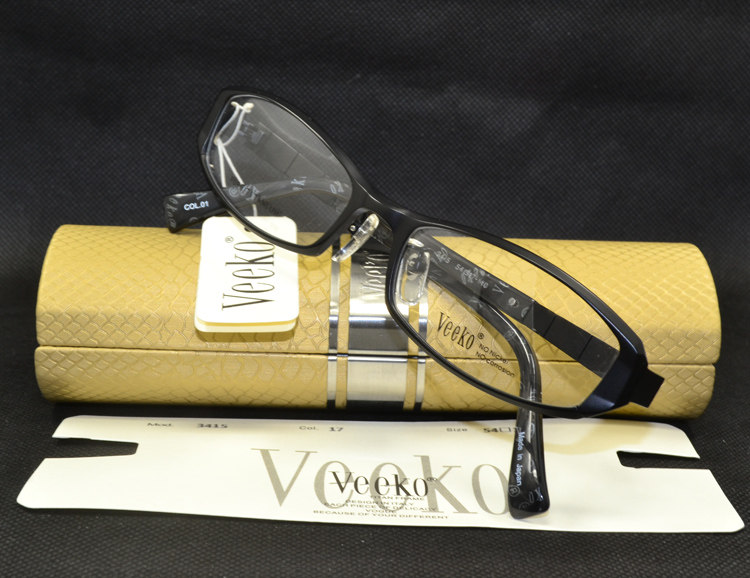 威高眼镜架纯钛威高近视眼镜框 威高眼镜小框 3415 黑色镜框 全框