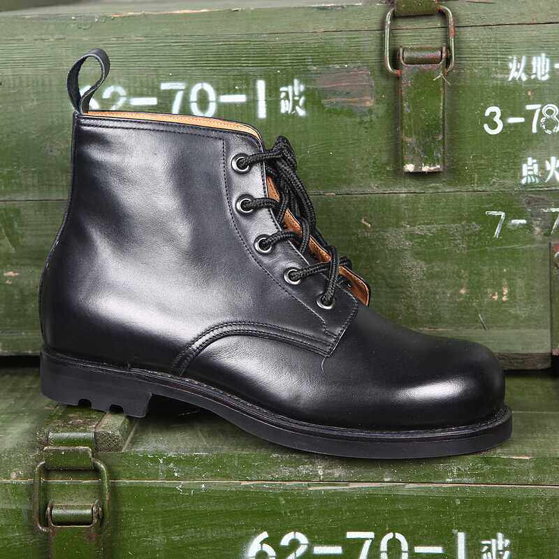 际华3516正品传统87式高腰皮鞋真皮圆头系带高帮皮鞋舰艇干部皮靴