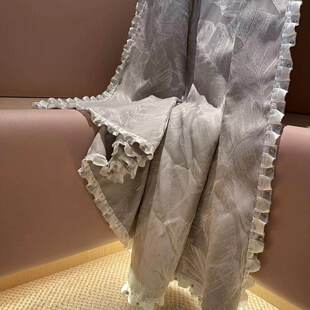 美式轻奢大叶子霜灰叶窗帘遮光帘高精密提花时尚客厅卧室布帘定制