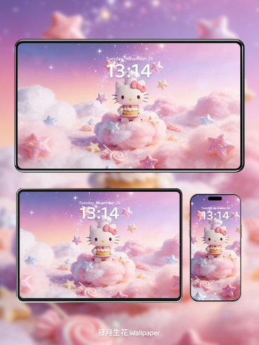 4k高清 Hello Kitty粉色糖果屋壁纸手机/电脑/iPad屏保少女心爆棚