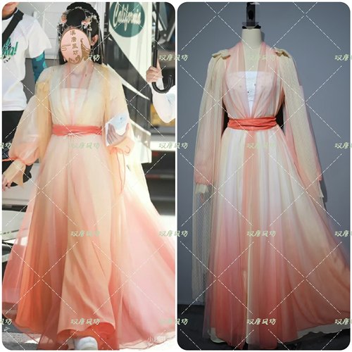 电视剧花戎鞠婧祎魏枝凤凰神女橘黄渐变同款古装仙女服可爱演出服