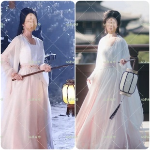 长月烬明陈都灵叶冰裳提灯同款古装汉服粉白仙女舞台演出服仿妆服