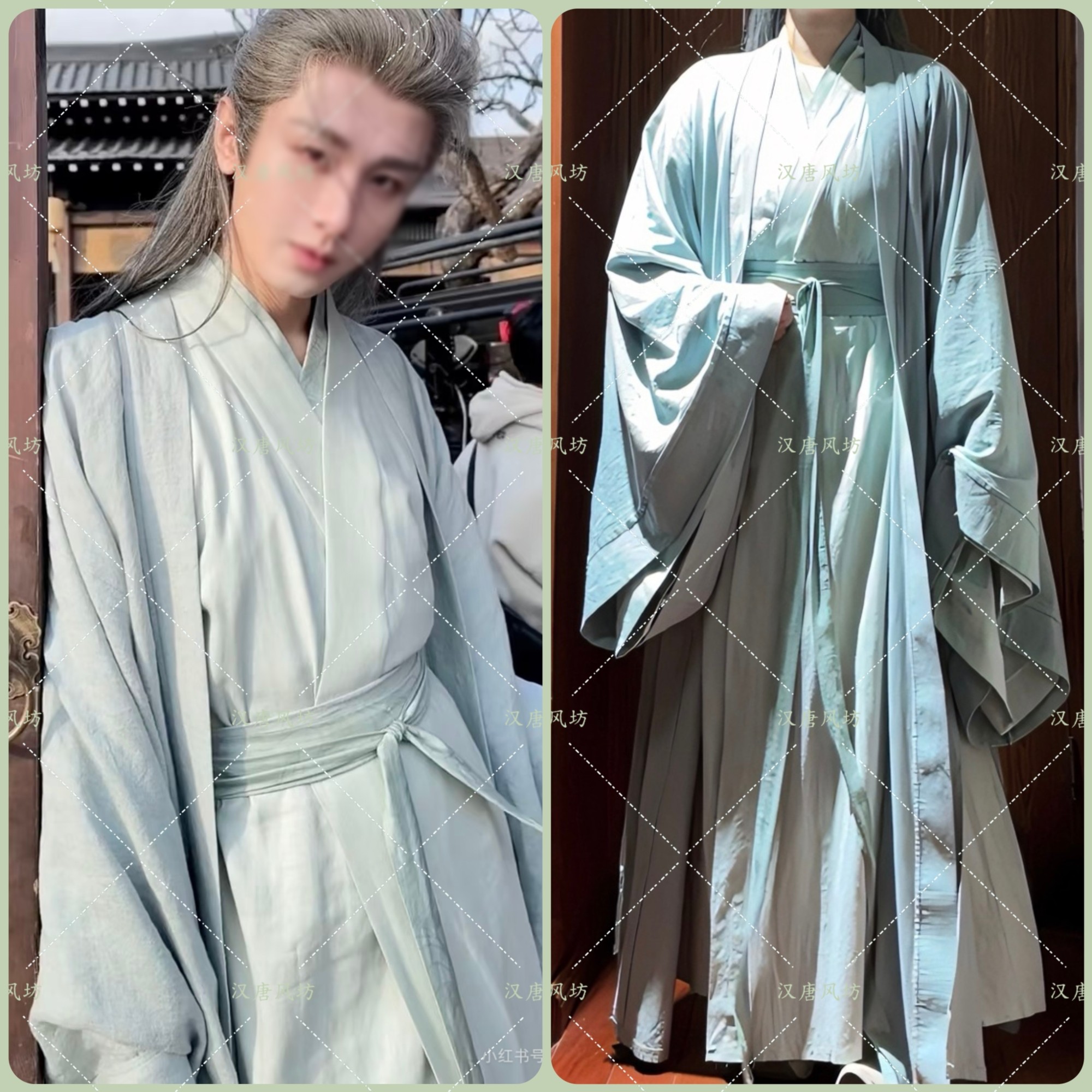 二十四计长安成毅灰发淮安谢浅绿交领同款古装棉麻cos角色演出服