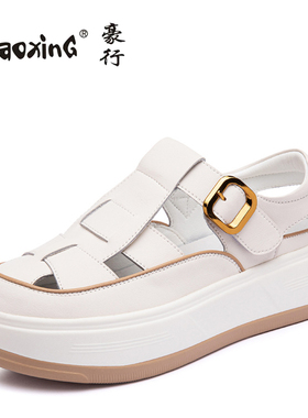 豪行专柜撤柜断码赔钱清库存罗马包凉鞋女松糕厚底洞洞女鞋a53606