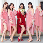 婚礼晨袍女新娘伴娘团金丝绒秋冬季 结婚红色睡衣浴袍 高级感长款