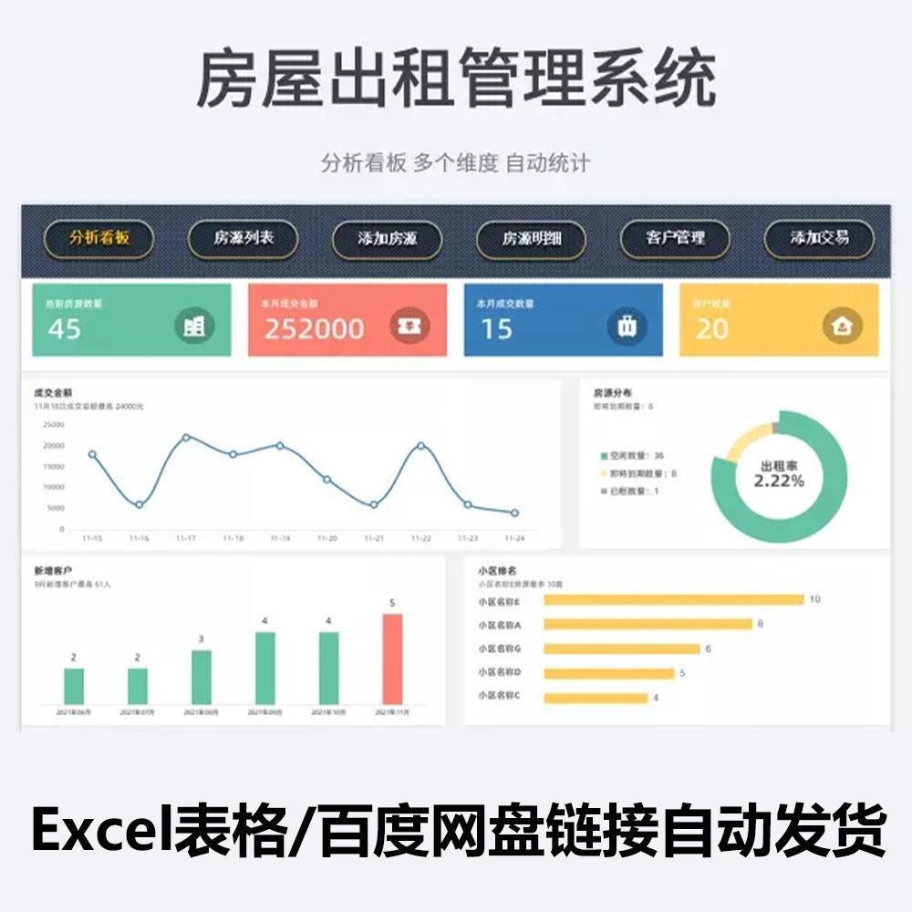 房屋出租管理系统excel表格房源信息交易录入登记房东用表