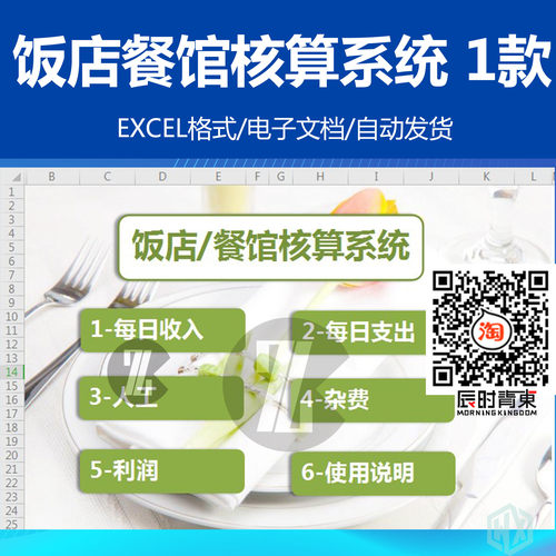 饭店餐馆餐饮核算系统excel 收入成本利润人工杂费统计电子表格