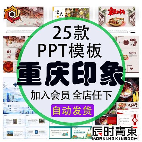 重庆城市印象家乡旅游火锅美食风景文化介绍宣传攻略相册PPT模板