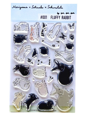 包邮现货sakuralala森山标子透明印章兔子花环边框手账装饰