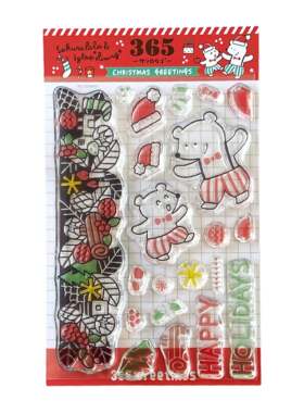 现货Sakuralala透明印章圣诞节日冬季圣诞老人驯鹿主题手账装饰