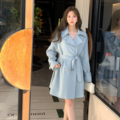 大衣 英伦风蓝色风衣外套女小个子好看流行短款 DPLAY2026春季 新款