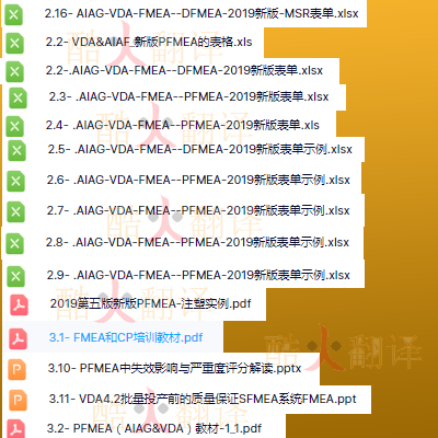 FMEA 全套文件模板 fmea手册+培训资料 DFMEA资料 送视频资料标准