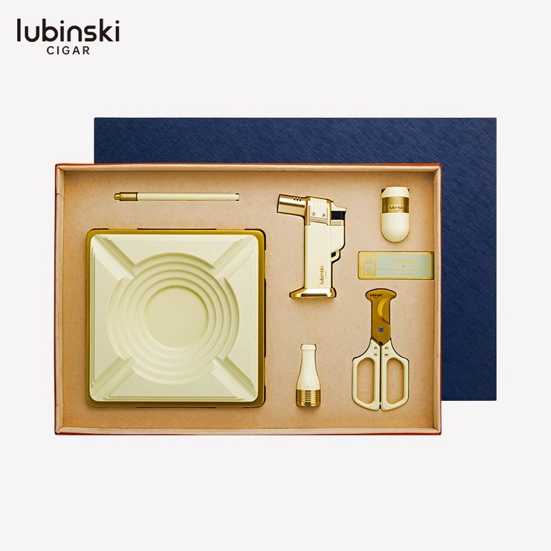 Lubinski鲁宾斯基雪茄工具套装六件套送礼烟灰缸打火机雪茄剪烟嘴