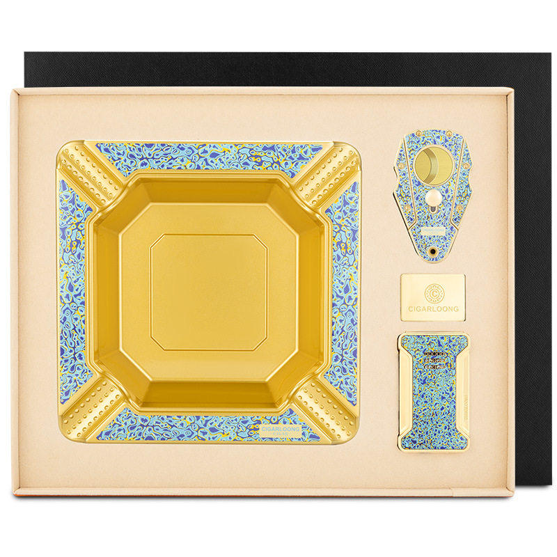 茄龙烟具套装锋利顺滑雪茄剪刀雪茄烟灰缸雪茄打火机3件套装