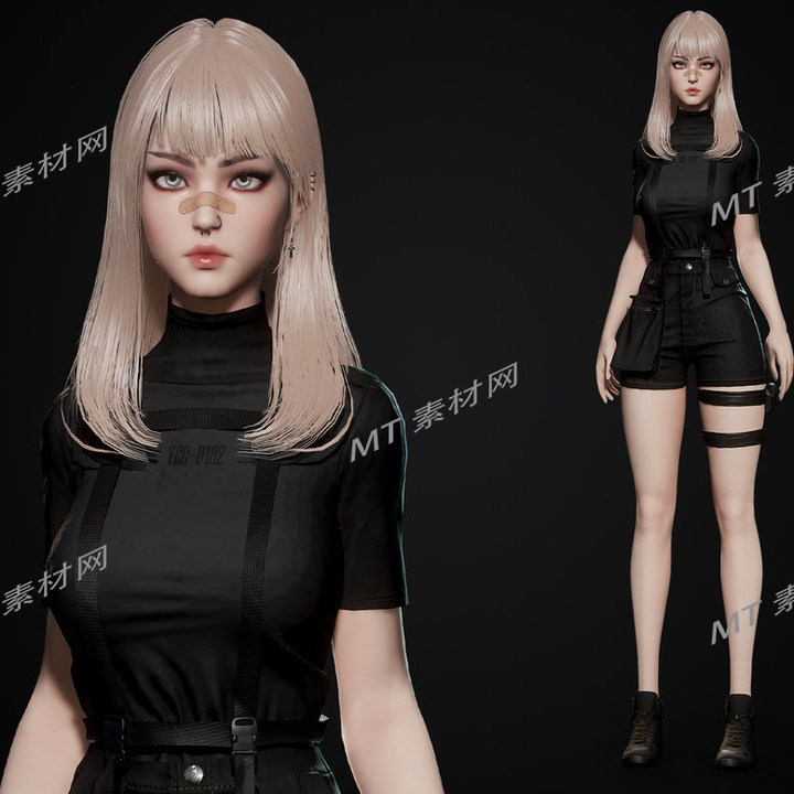 UE5虚幻5次世代赛博朋克女特工人物角色动画模型Techwear Girls