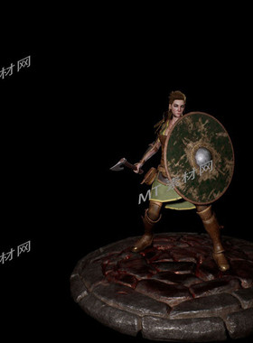 UE5虚幻5次世代古代罗马女战士盾牌角色动画模型Shieldmaiden