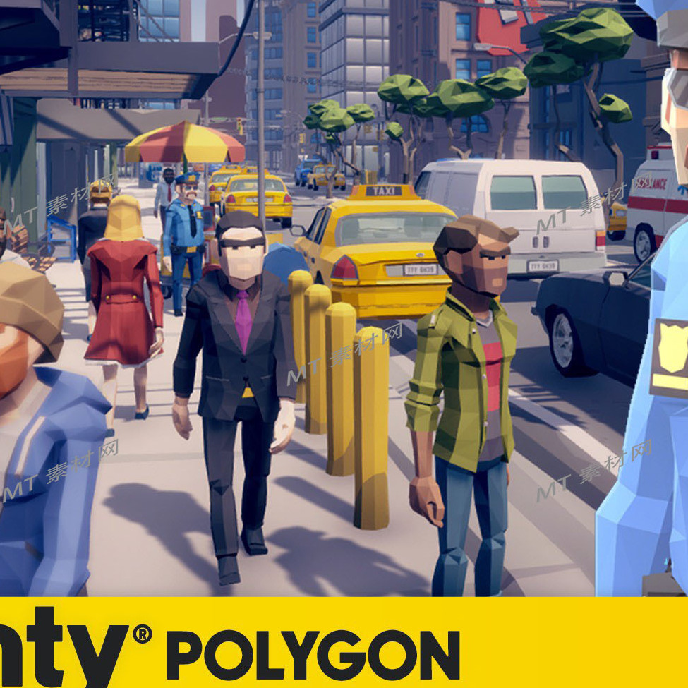 Unity优三缔卡通风格化城市街道游戏环境场景POLYGON - City Pack
