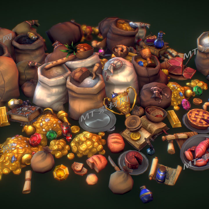 优三缔卡通风格化中世纪游戏道具