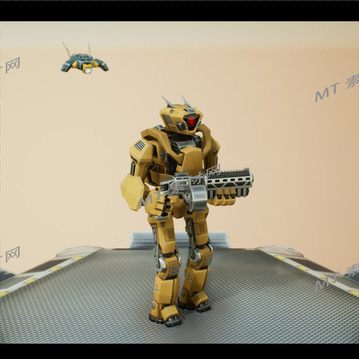 UE5虚幻5次世代科幻赛博朋克战斗机器人角色动画模型RobotSoldier