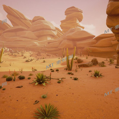 UE5卡通风格化沙漠戈壁滩场景