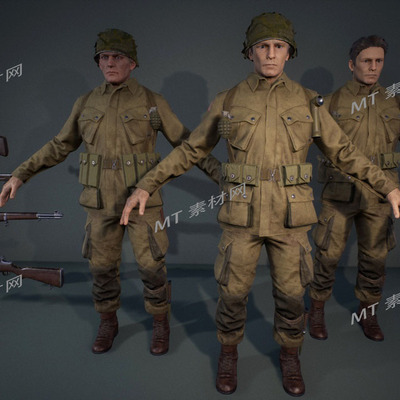 UE5虚幻5次世代美国陆军士兵人物角色动画模型US Paratrooper