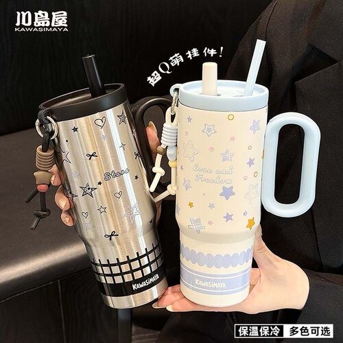 星星冰霸杯女生高颜值带手柄保温杯办公室桌面吸管杯子车载咖啡杯